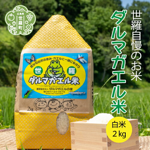 [令和5年産]世羅 ダルマガエル米 白米 2kg お米 ご飯 自然 安心 有機 無農薬 A055-02