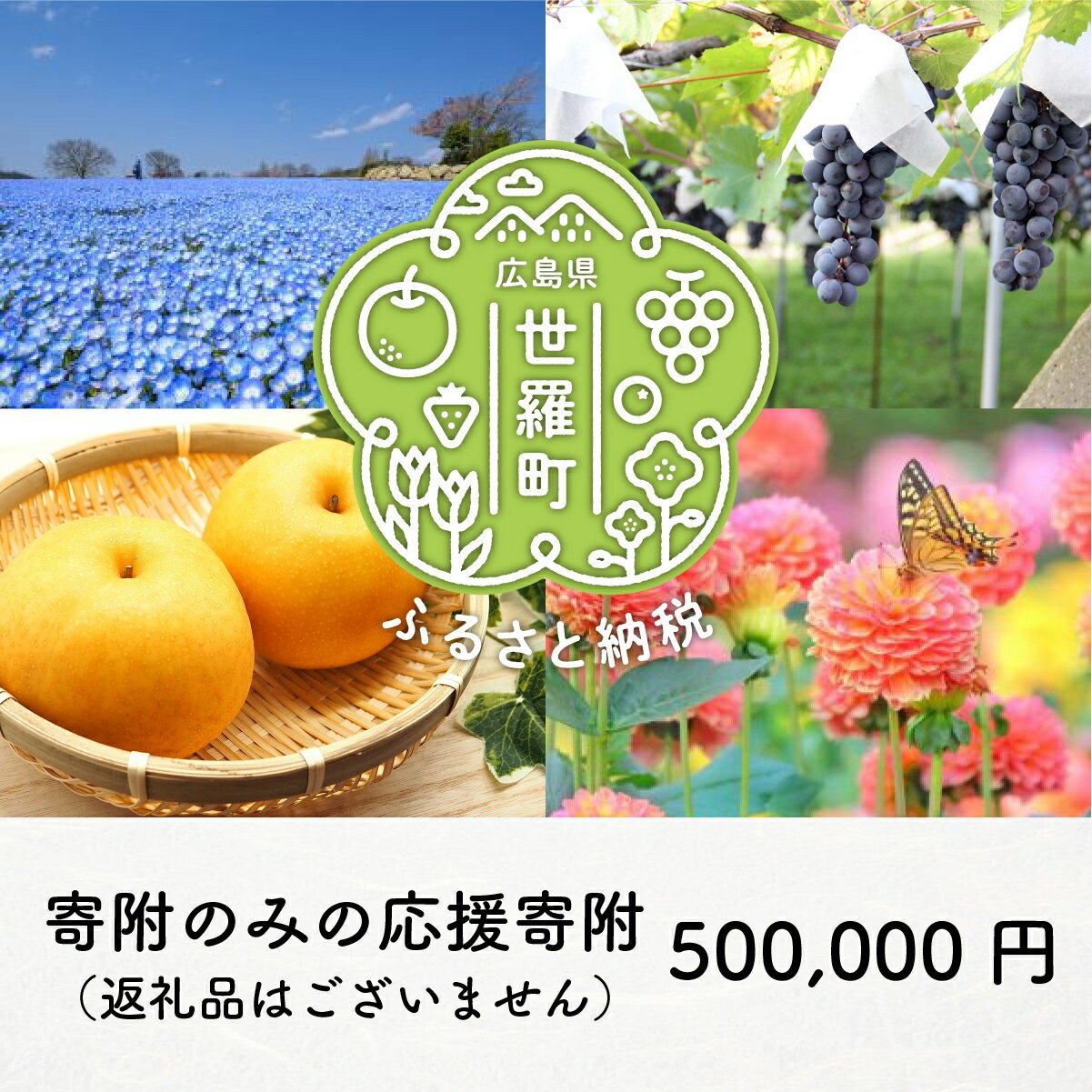 世羅町への寄附 (返礼品はありません) 広島県 世羅町 返礼品なし 1口 500000円 50万円 五十万円 A101-12