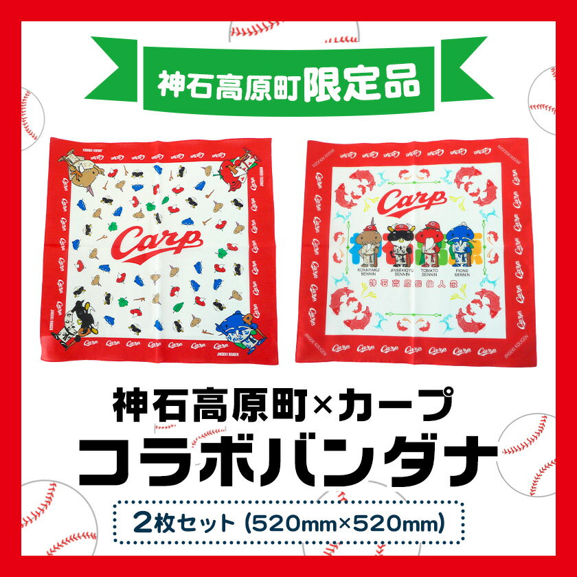 【ふるさと納税】神石高原町 カープ コラボバンダナ 2枚セット 神石高原町限定品《30日以内に出荷予定(土日祝除く)》 (一社)神石高原町観光協会 広島県 神石高原町 ハンカチ バンダナ 送料無料