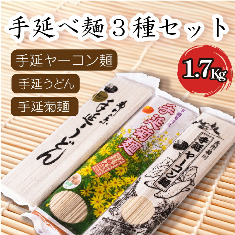 手延 麺 3種 セット そうめん うどん ヤーコン 菊芋 菊麺 1.7kg