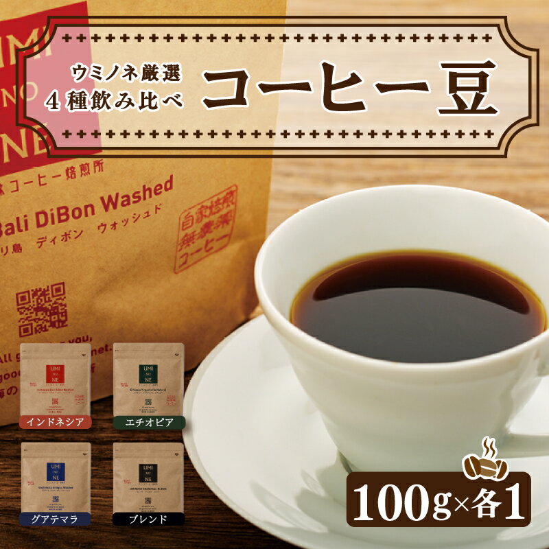 スペシャルティ コーヒー 4種 飲み比べ セット お取り寄せ ブレンド インドネシア エチオピア グアテマラ 100g × 各1袋 新鮮 ギフト 下関市 山口