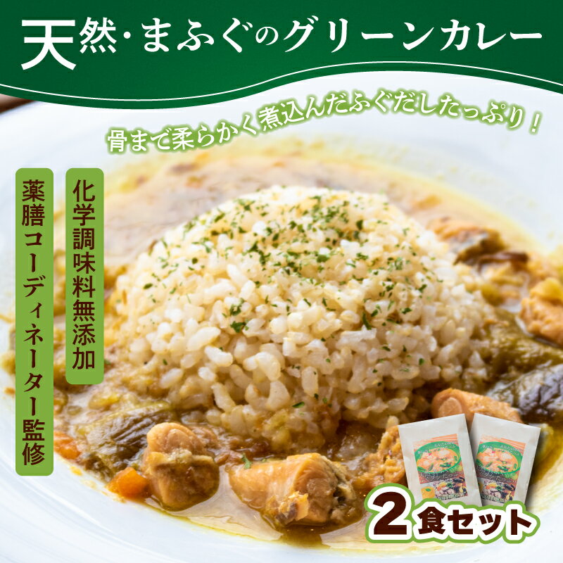 【ふるさと納税】 グリーンカレー 170g 2袋 無添加 国産 天然 真ふぐ ふく ごはんのお供 おかず カレー レトルト 下関市 山口 肉特集