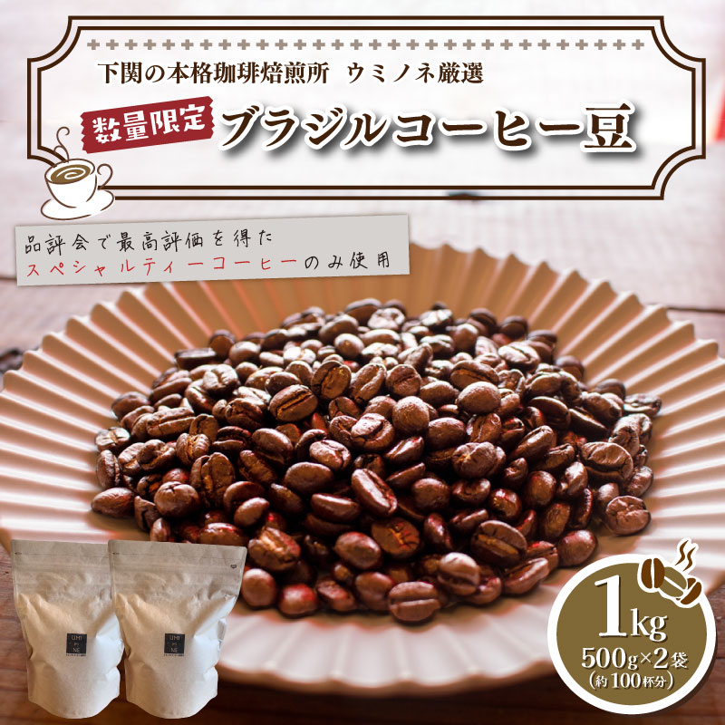 楽天山口県下関市【ふるさと納税】 訳あり コーヒー 豆 1kg （ 500g × 2袋 ） ブラジル 再入荷 2024年度入荷分 コーヒー豆 自家焙煎 焙煎 スペシャルティコーヒー 豆 選べる 挽き方 粗挽き 中挽き 細挽き 珈琲 飲料 限定 おうち時間 下関 山口