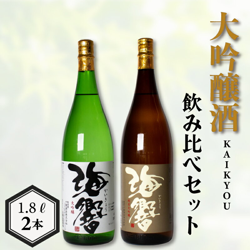 日本酒 純米大吟醸 大吟醸 1.8L × 2本 飲み比べ セット 海響 酒 大吟醸酒 プレゼント ギフト 贈り物 家飲み 晩酌 熱燗 肉 刺身 煮魚 父の日 下関 山口 中元 歳暮 敬老 お取り寄せ ご当地酒