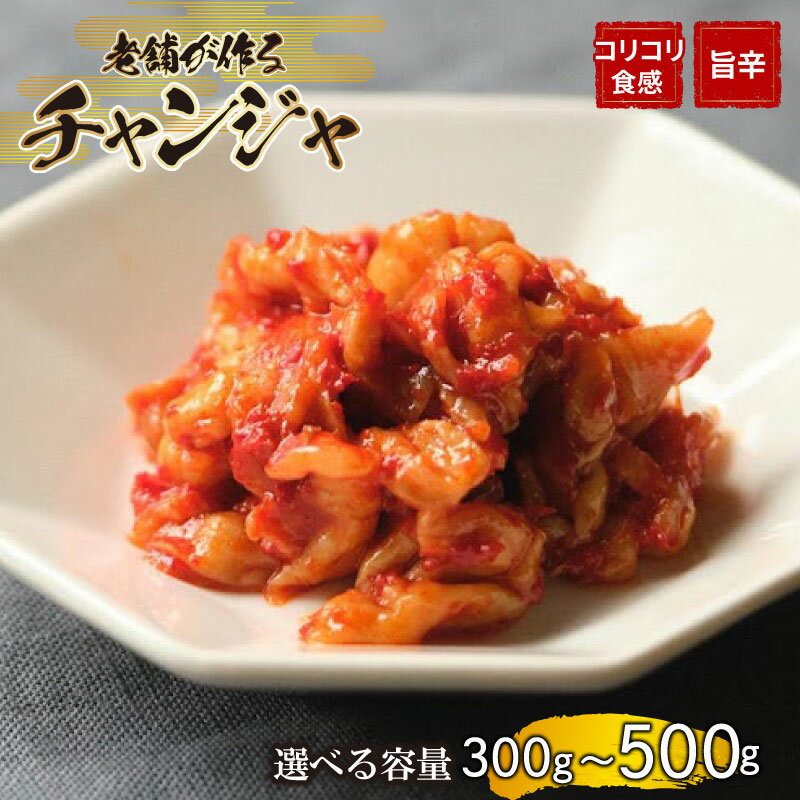 【ふるさと納税】 チャンジャ 選べる 300g 500g 手作り 新鮮 良質 国産 珍味 乳酸菌 濃厚 浅漬 コク 辛味 チャーハン もつ鍋 お取り寄せ お取り寄せグルメ 食べ物 小分け 下関市 晩ごはん おつまみ 惣菜 弁当【創業60年老舗キムチ専門店が作るチャンジャ500g】 下関 山口