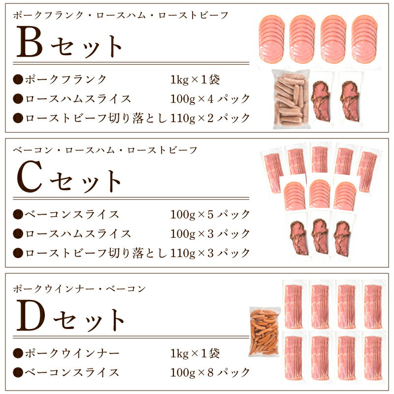 【ふるさと納税】 ハム ソーセージ ベーコン ローストビーフ フランクフルト 詰め合わせ 冷凍 選べる セット内容 簡単調理 大容量 豚肉 加工品 惣菜 便利 おかず おつまみ 酒 ビール アウトドア バーベキュー キャンプ パーティー ウインナー キリシマハム工房 山口県 下関市