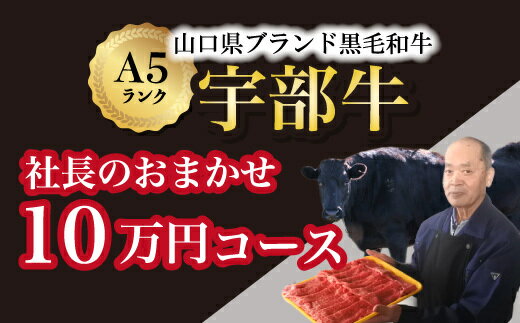 楽天山口県宇部市【ふるさと納税】【宇部牛】社長おまかせ ＜10万円コース＞ 黒毛和牛A5ランク宇部牛 山口県 宇部市 こだわり ブランド 希少部位 骨付き 焼肉 すき焼き BBQ しゃぶしゃぶ ステーキ お祝い イベント クリスマス お誕生日