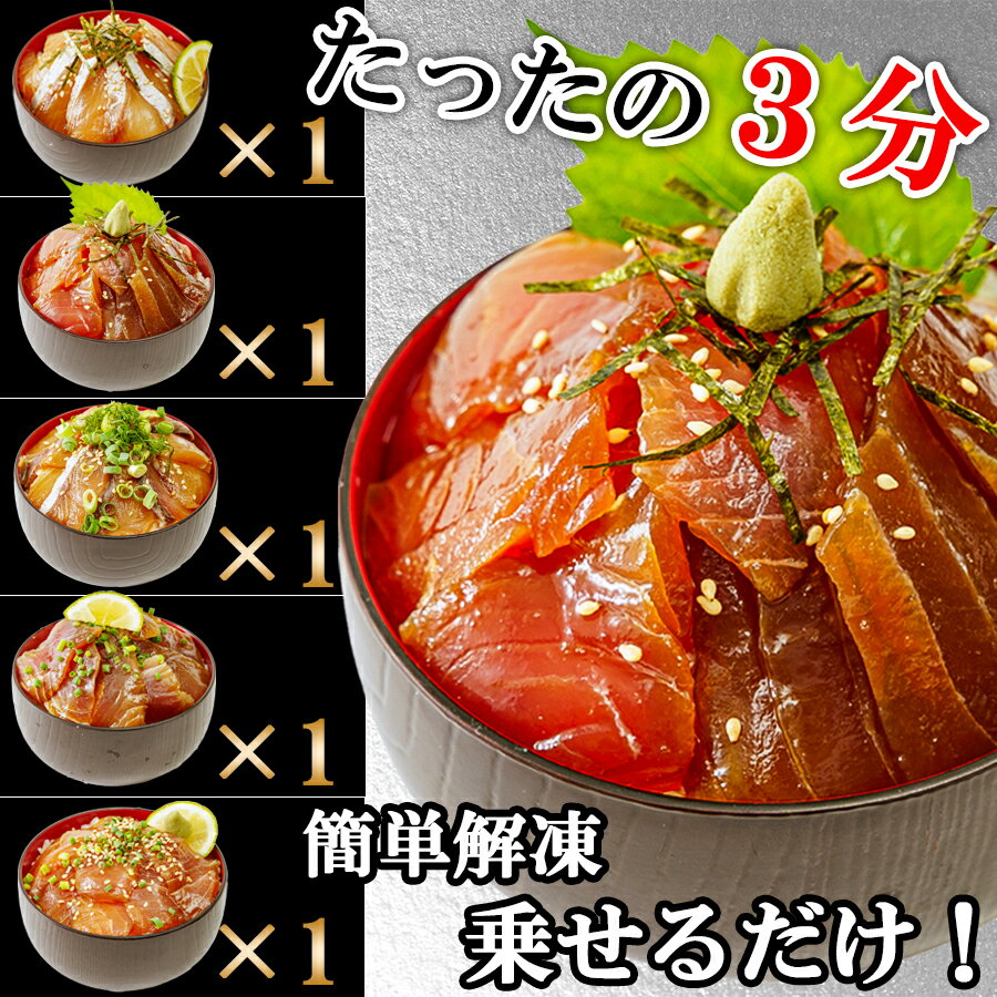 【ふるさと納税】【選べる定期便 3ヶ月〜12ヶ月】漬け丼 5種×1パック 計5食セット | 漬け丼 定期便 海鮮 惣菜 冷凍 真空パック 小分け 海鮮丼 海鮮セット 詰め合わせ 旬の鮮魚 ハマチ カンパチ カツオ 鯖 サバ ヒラマサ 平政 マグロ アジ ヒラメ 鯛 お茶漬け 山口県 宇部市