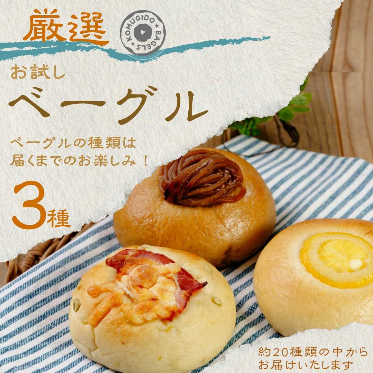 ＜お試し＞ベーグル 3種セット | ベーグル パン ぱん 小麦 セット商品 山口県 お試しセット 冷凍 プレーン パン 簡単調理 アレンジ もちもち ベーグル パン 大容量 厳選 返礼品 山口県 宇部市[BTEH003]