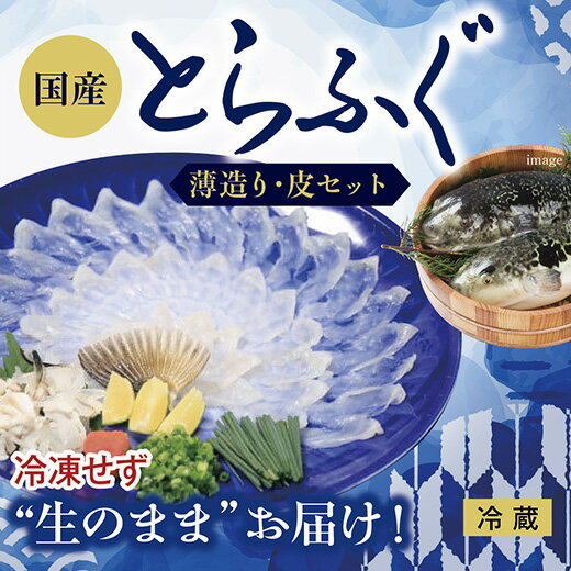 E-206【ふるさと納税】冷凍せずに”生のまま”お届け！新鮮とらふぐ刺身（薄造り・皮セット）