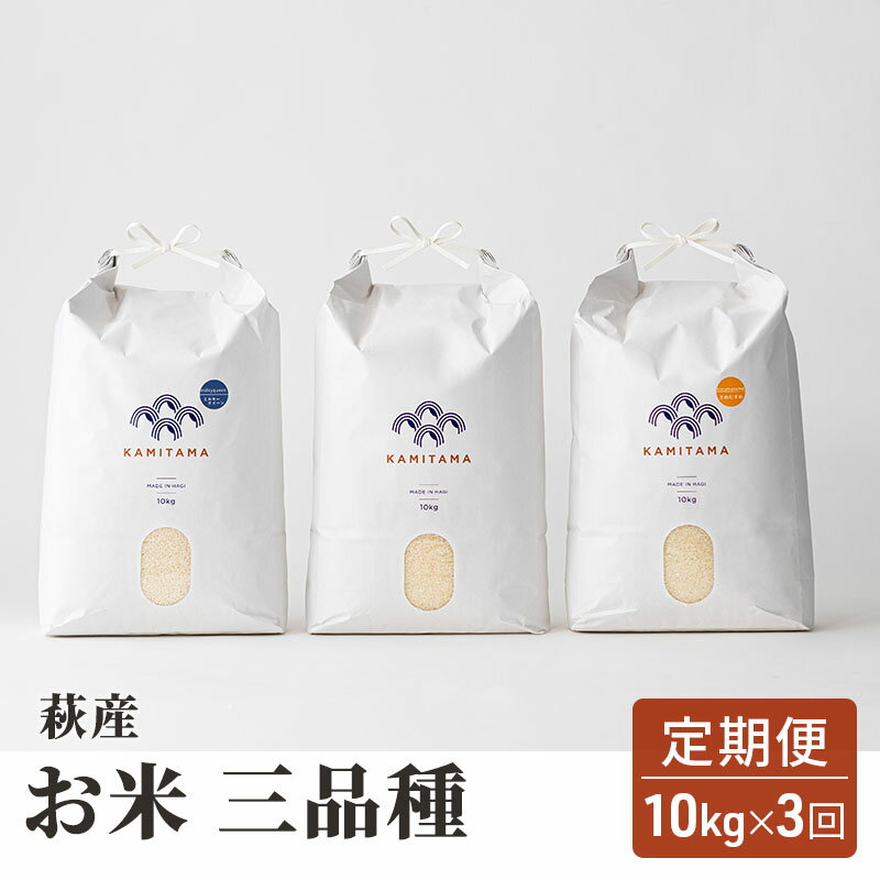 定期便 三品種 米 令和5年 10kg×3回 コメ こめ 萩産 KAMITAMA　【定期便・萩市】