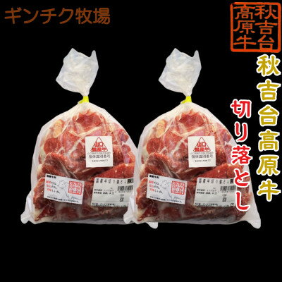 【ふるさと納税】秋吉台高原牛 切り落とし 合計約1kg (約500g×2)【配送不可地域：離島】【1493584】