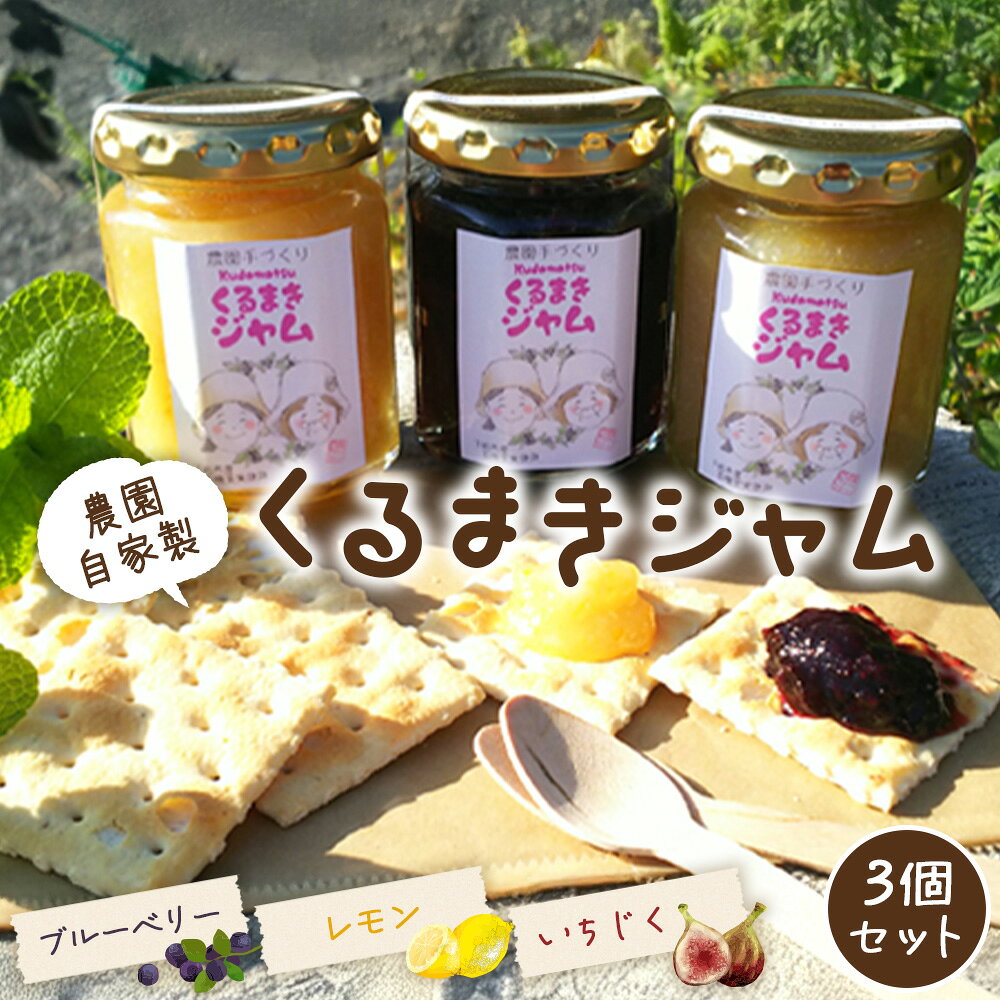 ジャム 農園自家製くるまきジャムセット3個 化粧箱入り ／ ジャム ブルーベリー レモン いちじく 自家製 農園 手作り 3個セット 化粧箱入り 香り 色鮮やか 果実ジャム エコやまぐち100 農薬不使用 有機肥料 No.241