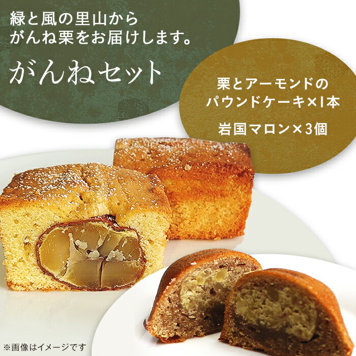 【ふるさと納税】がんねセット(栗とアーモンドのパウンドケーキ×1本、岩国マロン×3個)【里山カフェ　コンディトライHAKU】