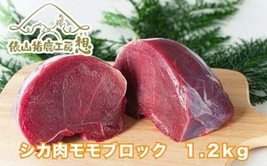 【ふるさと納税】ジビエ 鹿肉 もも ブロック 精肉 ヘルシー 俵山「鹿肉ももブロック　1.2kg」(大小2パック程度)(1166)