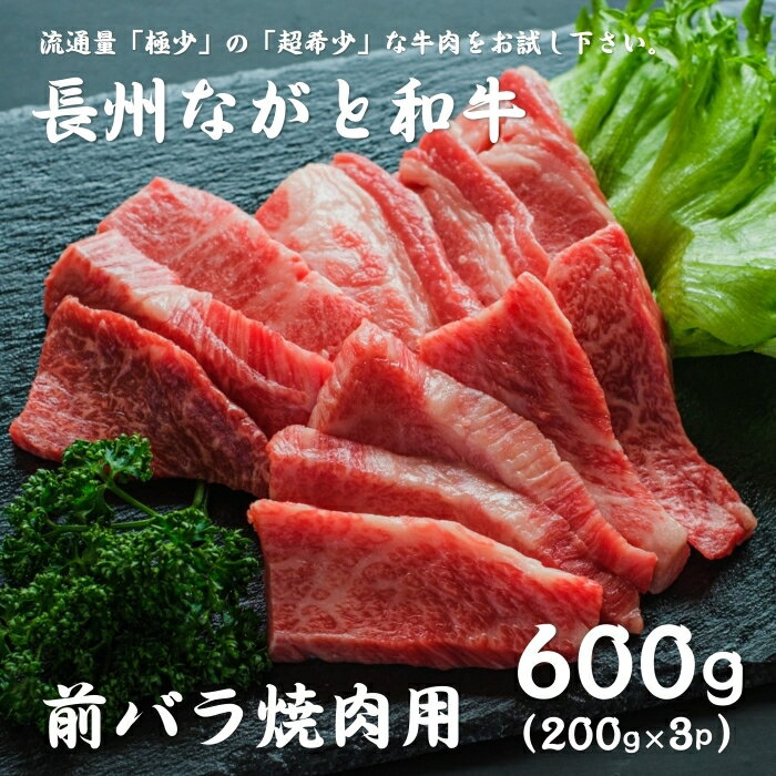 長州ながと和牛「バラ焼き肉用」200g×3 合計600g 小分け 牛肉 肉 焼き肉 焼肉 ギフト 贈り物 和牛 牛 ながと和牛 長門市 (12012)