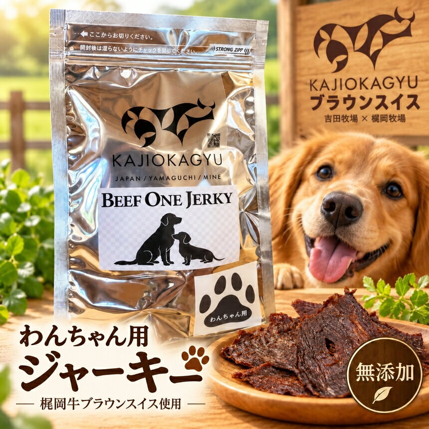 【ふるさと納税】 ≪ 梶尾牛 ブラウンスイス ≫ わんちゃん用 の ジャーキー ＜ペット用＞ ｜ 梶岡牛 ジャーキー 犬用 犬おやつ ペット用 牛肉 ブラウンスイス わんちゃん ペット おやつ ビーフ ご褒美 梶岡牧場 希少 牧場 山口県 美祢市 美祢 特産品 ふるさと納税