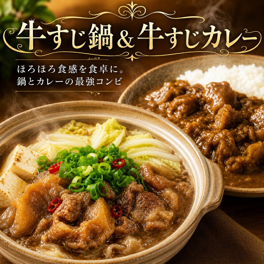 牛すじ鍋 &牛すじカレー セット | 牛すじ 鍋 カレー セット 牛肉 肉 にく 野菜 煮込み コラーゲン 山口県 美祢市 美祢
