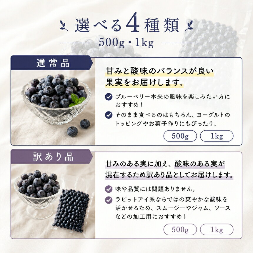 【ふるさと納税】 冷凍ブルーベリー 選べる 訳あり ・ 500g ・ 1kg ｜ ブルーベリー ラビットアイ ラビットアイ系 国産 フルーツ 冷凍フルーツ スムージー ジャム お菓子作り 製菓 ヨーグルト トッピング 家庭用 お徳用 500g 1kg 1000g 甘酸っぱい 山口 美祢市 美祢 f352136-mine-10000713 山口県美祢市 サンプル画像2