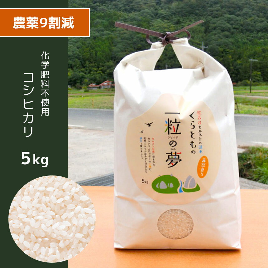 【ふるさと納税】 農薬9割減 ・ 化学肥料不使用 コシヒカリ 5kg ｜ 有機農産物認証推進協会認定 精米 お米 米 こしひかり 農薬減 美祢市 山口県 秋芳 カルスト台地 湧き水 ミネラル 結び家 くらとも