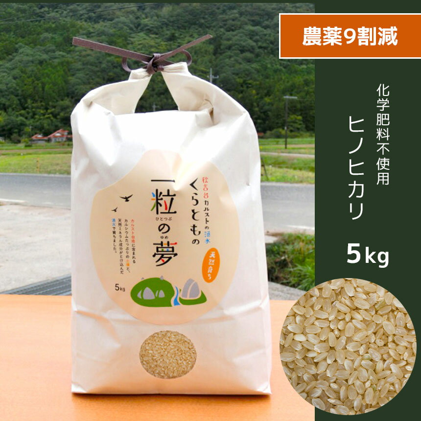 【ふるさと納税】 農薬9割減 ・ 化学肥料不使用 ヒノヒカリ(玄米) 5kg ｜ 有機農産物認証推進協会認定 玄米 お米 米 ひのひかり 農薬減 美祢市 山口県 秋芳 カルスト台地 湧き水 ミネラル 結び家 くらとも