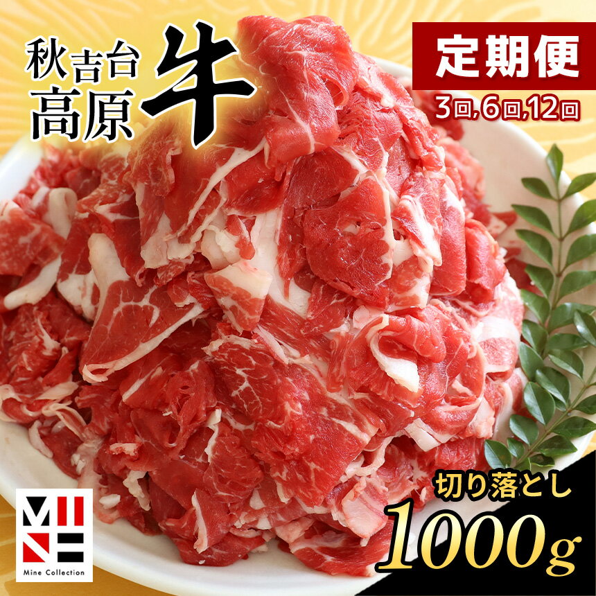 【ふるさと納税】 【 定期便 】 秋吉台高原牛 切り落とし 合計 1kg ( 約500g × 2 ) ｜ 3回 6回 12回 1000g 数量限定 お肉 牛 肉 にく 切り落とし 3kg 6kg 12kg 食べ物 長州 ブランド 限定 国産 山口 県 美祢市 秋吉台 高原 お礼の品 返礼品 送料無料