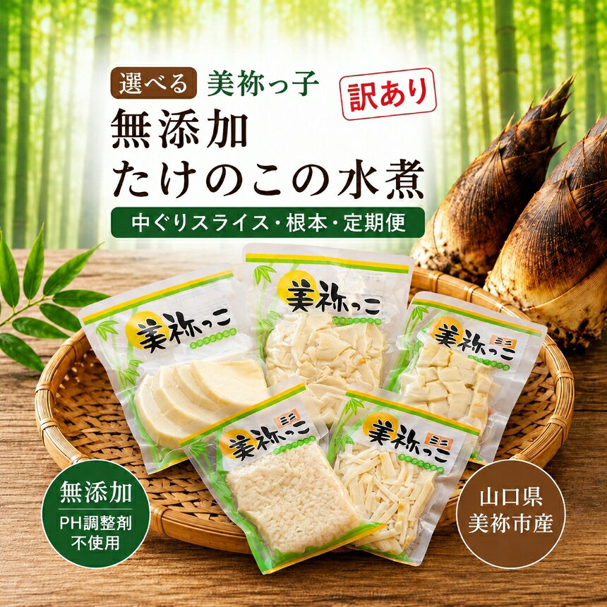 【ふるさと納税】 選べる 美祢っ子 訳あり 無添加 たけのこの水煮 （ 中ぐり スライス ・ 根本 ・ 定期便 ） ｜ たけのこ 筍 水煮筍 国産たけのこ 無添加食品 炊き込みご飯 煮物 竹の子 小分け 訳あり食品ロス削減 規格外品 サステナブル SDGs 常温保存 山口県 美祢市