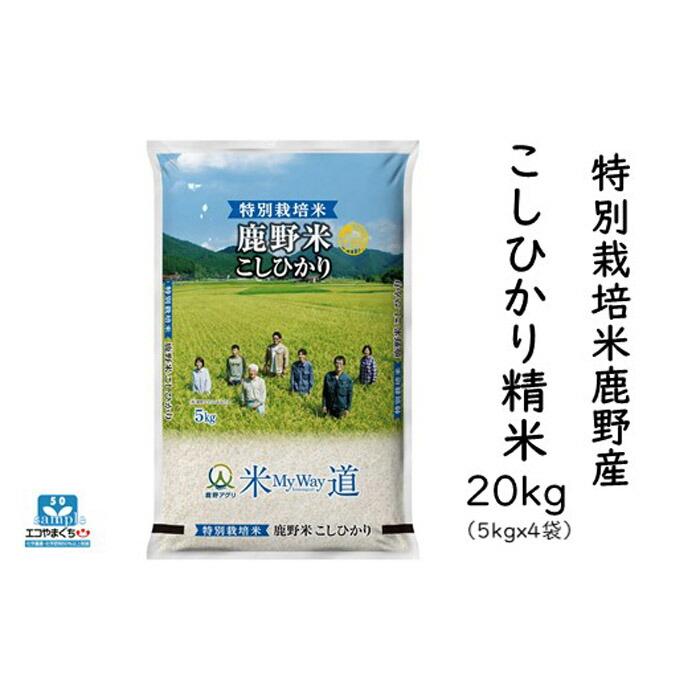 【ふるさと納税】特別栽培米鹿野産こしひかり精米20kg（5k