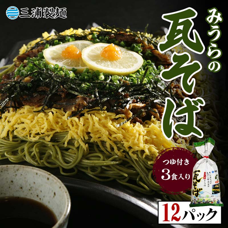 【ふるさと納税】みうらの瓦そば3食入り つゆ付き 12パックセット 蕎麦 そば 瓦そば つゆ セット 抹茶...