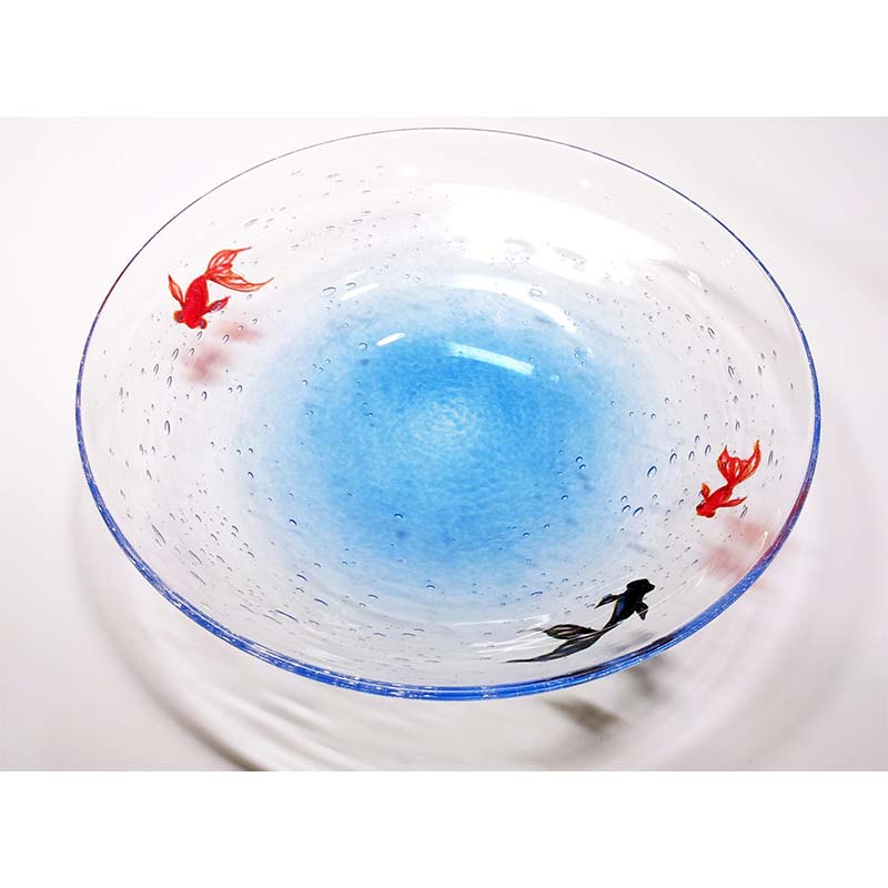 [ガラス作家 松尾具美]大皿「水鞠」硝子 ガラス 大皿 皿 金魚 松尾具美 贈り物 ギフト F6L-076var
