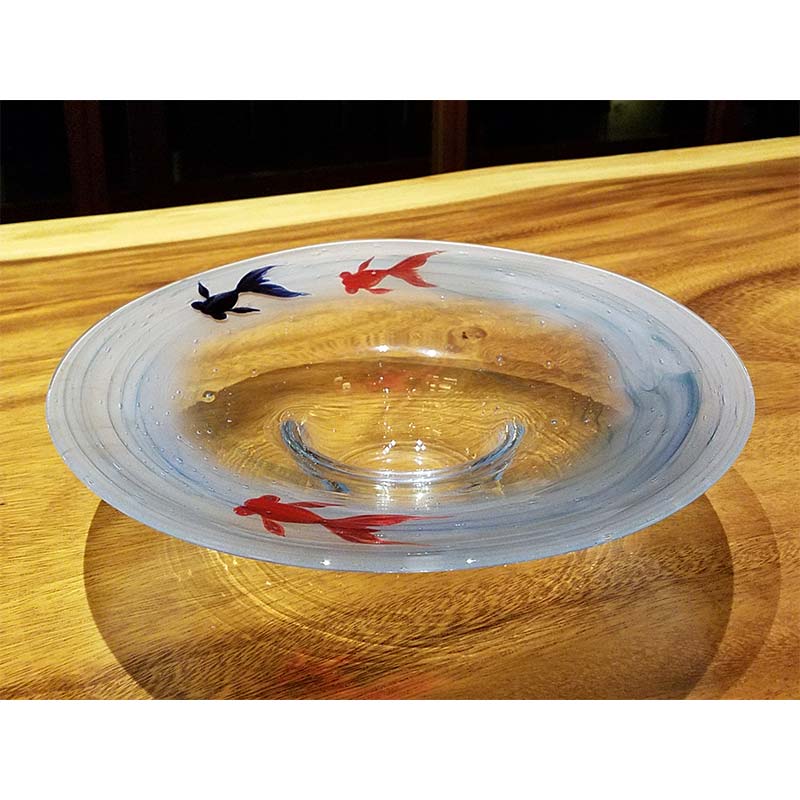 【ふるさと納税】＜ガラス作家 松尾具美＞水盤「せせらぎ」 硝子 ガラス 水盤 金魚 松尾具美 贈り物 ギフト F6L-1263var