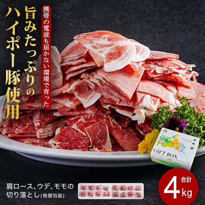 【ふるさと納税】豚肉 阿武町産 豚 切り落とし 4kgセット | 携帯の電波も届かない環境で育った旨みたっぷりのハイポー豚 豚 肉 お肉 ※配送不可:離島