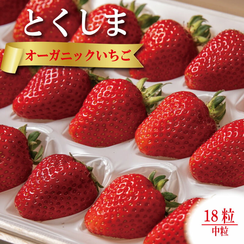 【ふるさと納税】 いちご 苺 中粒18粒 1月中旬から5月末まで発送 オーガニック 高級 あま 甘い 果物 フルーツ デザート 赤 お歳暮 ギフト 箱 贈答 プレゼント 自宅 旬 先行予約 年 日 品種 有機JAS ふるさと 徳島 とくしまオーガニックいちご中粒18粒