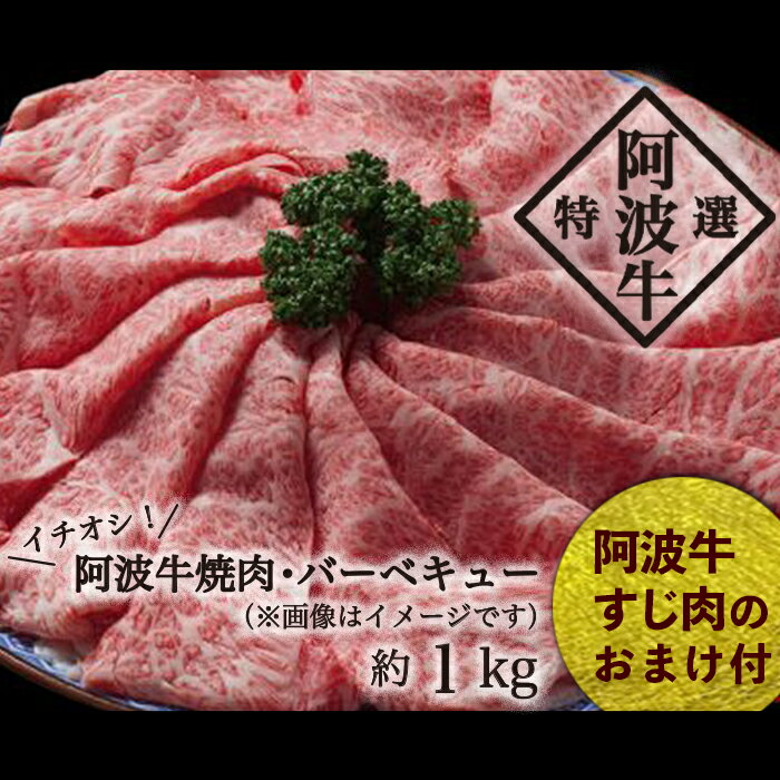 【ふるさと納税】C001a【数量限定！消費者応援企画】イチ押し阿波牛焼肉・バーベキュー 約1kg　※今だけ「阿波牛すじ肉500g」のおまけ付き！