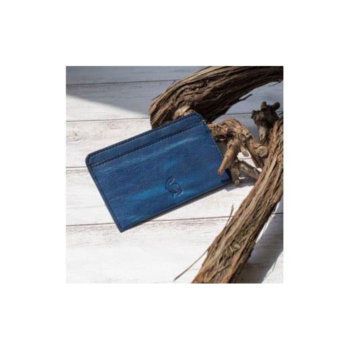 【ふるさと納税】本革　藍染め　絞り　単カードケース | 革 