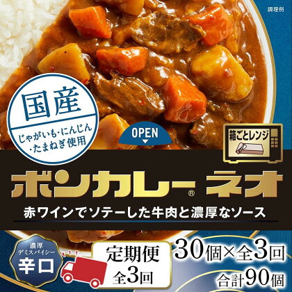 【定期便 全3回】ボンカレーネオ 濃厚デミスパイシー(辛口)　30個×3回　計90個 | 食品 加工食品 人気 おすすめ 送料無料