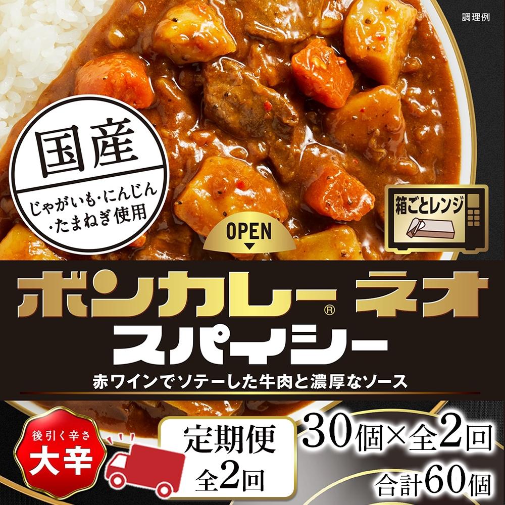 [定期便 全2回]ボンカレーネオ スパイシー 後引く辛さ(大辛) 30個×2回 計60個 | 食品 加工食品 人気 おすすめ 送料無料