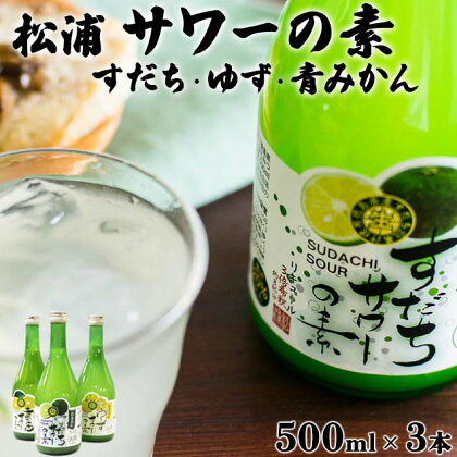 松浦サワーの素 3本セット 500ml×3本 【 松浦酒造 】 ｜ 無添加 飲み比べ すだち ゆず 青みかん ギフト 国産 父の日 敬老の日