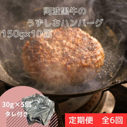 定期便6回お届け 阿波黒牛のうずしおハンバーグ 150g×10個 合計9kg｜ 国産 ブランド 牛肉 冷凍 お肉 赤身 グルメ 国産牛 ブランド牛 交雑種 淡路産たまねぎ