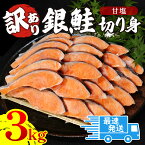 【ふるさと納税】 訳あり 鮭 3kg 冷凍 塩 鮭 銀鮭 しゃけ シャケ サケ 切身 サイズ 不揃い 規格外 塩銀鮭 海鮮 人気の海鮮返礼品 カマ サーモン 魚 家庭用 おかず 【北海道・沖縄・離島への配送不可】