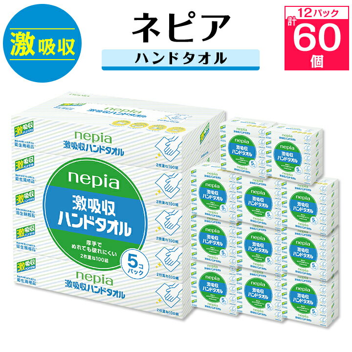 日用消耗品(キッチン消耗品)人気ランク16位　口コミ数「3件」評価「5」「【ふるさと納税】 ネピア 激吸収 ハンドタオル 5個パック _ 送料無料 キッチンペーパー ペーパータオル 日用品 まとめ買い 生活用品 消耗品 【1237596】」