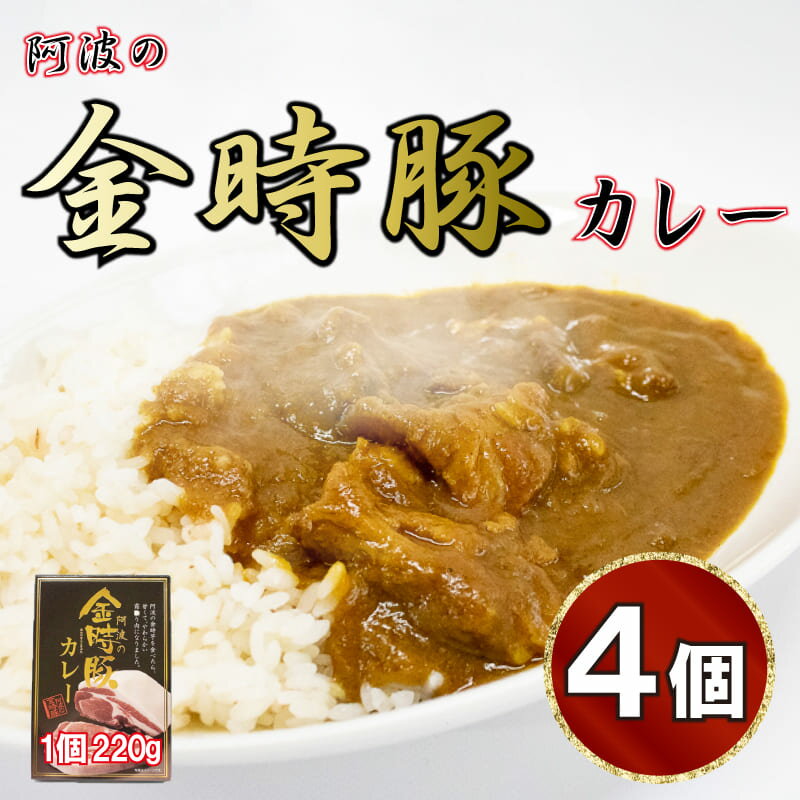 【ふるさと納税】 豚肉 カレー レトルト 4箱 セット 中辛 国産 簡単調理 お手軽 時短 ストック 阿波 金時豚 お取り寄せ グルメ 食べごたえ 阿波市 徳島県