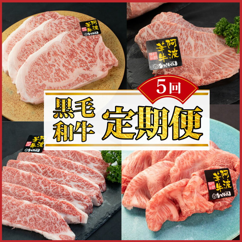 【ふるさと納税】 黒毛和牛 牛肉 定期便 5回 ロース サーロインステーキ A5等級 阿波華牛 和牛 ぎゅうにく 牛 ぎゅう うし 肉 ビーフ ..