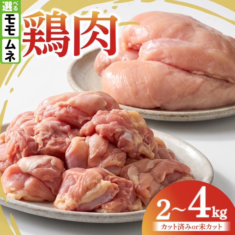 鶏肉 もも むね 選べる 2kg 4kg カットなし カットあり 小分け 国産 もも肉 むね肉 鶏胸肉 鶏もも肉 低カロリー 高たんぱく チキン南蛮 蒸し鶏 サラダチキンにおすすめ ストック さっぱり ヘルシー 徳島県 阿波市 有限会社阿波食品 吉野川市共通返礼品