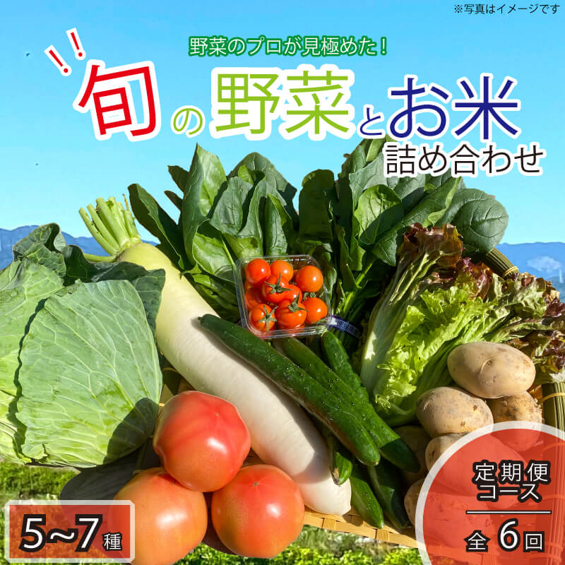 16位! 口コミ数「0件」評価「0」 定期便 年6回 野菜 5~7品目 米 5kg 詰め合わせ セット 旬 新鮮 季節の野菜 なすび ブロッコリー キャベツ 白菜 レタス ほう･･･ 