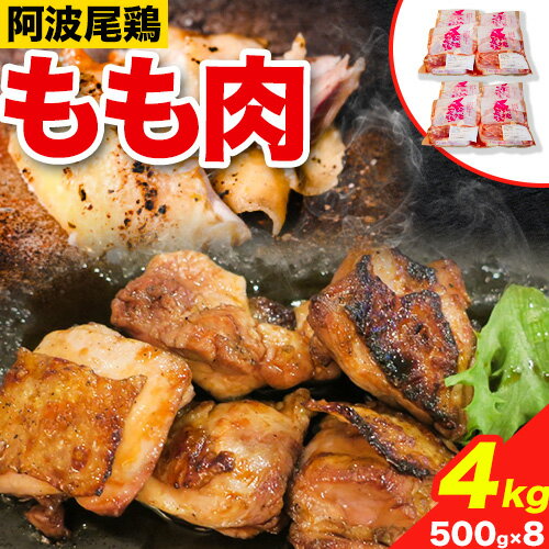 【ふるさと納税】 阿波尾鶏 鶏肉 もも肉 500g × 8パック 計4kg 岸農園 《30日以内に出荷予定(土日祝除く)》｜ 鶏肉 もも肉 お肉 鳥肉 とり肉 阿波尾鶏 地鶏 大容量 小分け 国産 徳島県産 唐揚げ から揚げ からあげ アウトドア キャンプ 冷凍 もも 肉 便利 送料無料