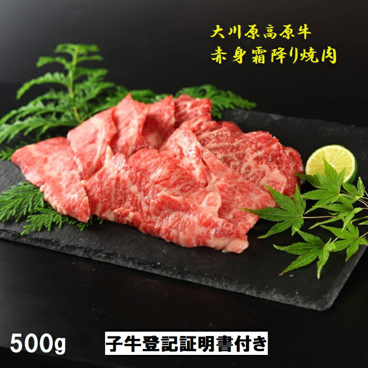 「大川原高原牛」赤身・霜降り焼肉用 500g