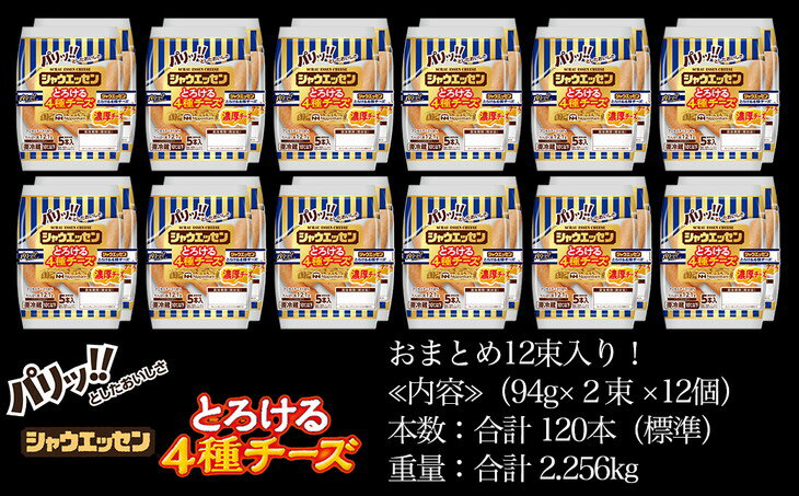 【ふるさと納税】015-077 日本ハム　シャウエッセン　とろける4種チーズ　94g×2×12パック※着日指定不可