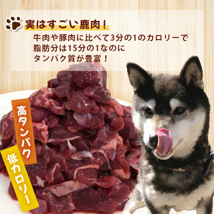 【ふるさと納税】ワンちゃんのペットフード鹿肉小間切れ（冷凍250g×12パック）NS-8