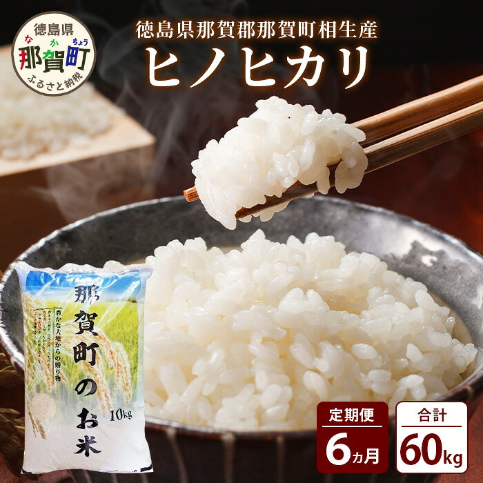 【お米の定期便6回】那賀町のお米 ヒノヒカリ 10kg×6回 計60kg【徳島県 那賀町 相生 国産 白米 精米 ヒノヒカリ 10kg 10キロ 60kg 60キロ 産地直送】YS-13